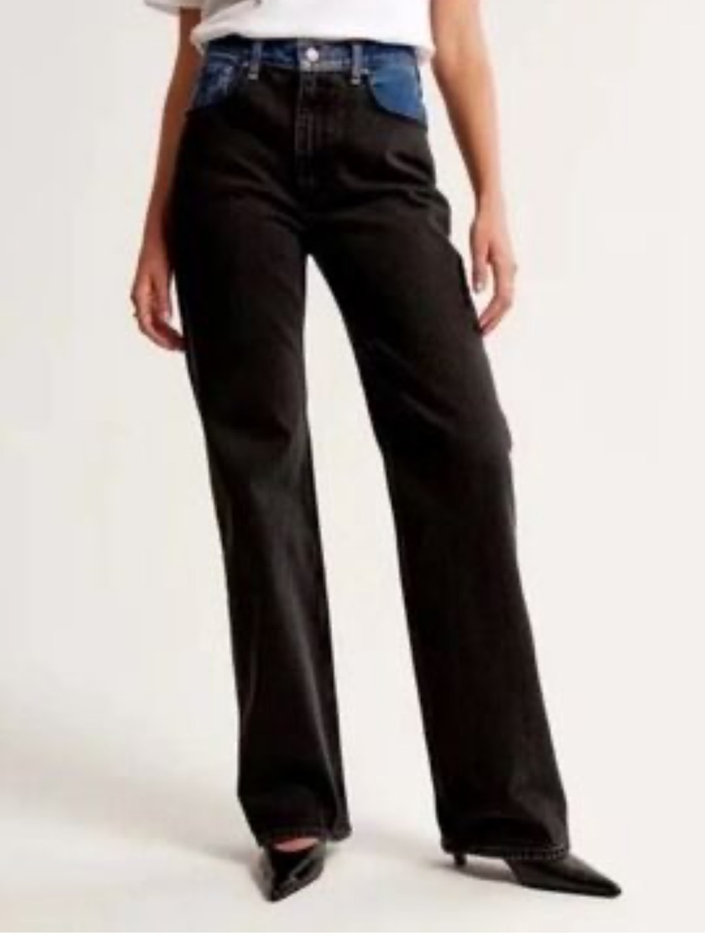 Abercrombie Curve Love 90s Relaxed Jeans Black Blue 25